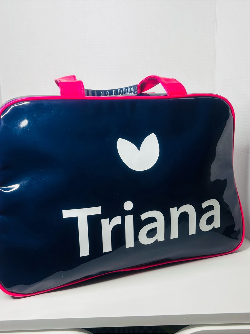 Navy Travel Tote with Hot Pink Trim